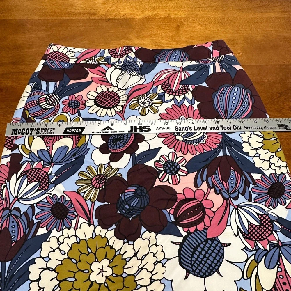 Ann Taylor Factory Floral Pencil Skirt Blue‎ Pink Burgundy Size 10 - Picture 11 of 12